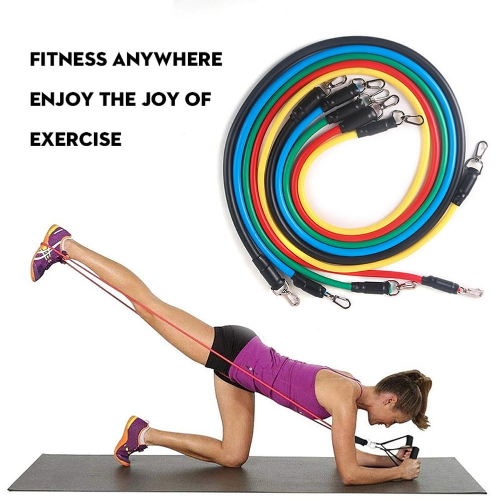 11Pcs/Set Resistance Band Set Yoga Pilates Abs Exercise Fitness Tube Workout Bands