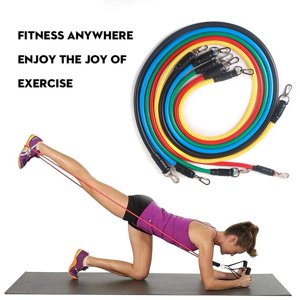 11Pcs/Set Resistance Band Set Yoga Pilates Abs Exercise Fitness Tube Workout Bands