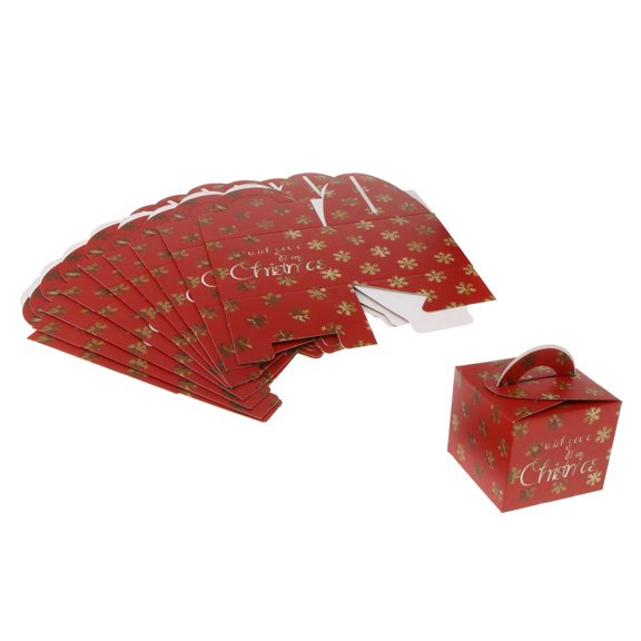 GUOOL 10 Pieces Christmas Candy Boxes 3.5\'\'x3.5\'\'4.7\'\' Red Snowflakes