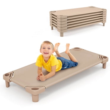 Costway Lot de 6 Lits de Camp Empilables pour Enfants 52 Pouces L x 23 Pouces L Tapis de Repos pour Garderie Café