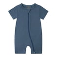 thumbnail image 1 of MeetoTime Combinaison à Fermeture Éclair à Manches Courtes et Col Rond pour Bébés Garçons Filles, Été, Nourrisson Tout-Petit, Couleur Unie, Barboteuses Courtes, 1 of 2