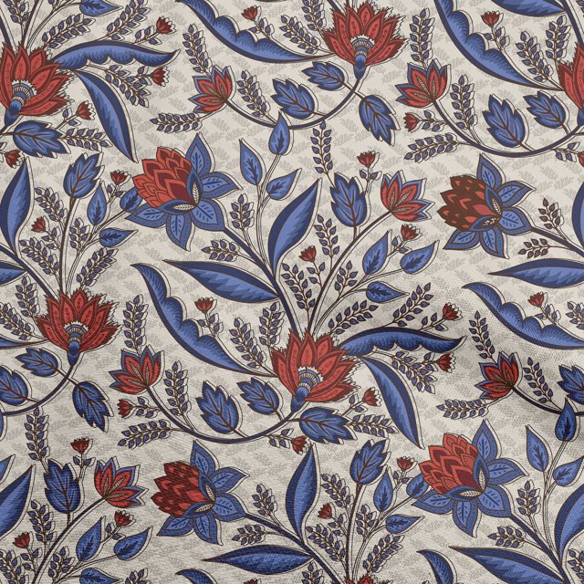 oneOone Viscose Chiffon Medium Blue Fabric Asian Floral Sewing Craft Projects Fabric Prints By Yard 42 Inch Wide