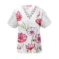 thumbnail image 4 of LOVZFMLL Hauts d'Été pour Femmes Femmes Mode Été Pli Imprimé Régulier Femmes Manches Courtes Col en V Bouton Haut, 4 of 5