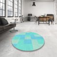 thumbnail image 4 of Ahgly Company Tapis d'Intérieur Lavable à la Machine, Carré, Transitionnel, Vert Turquoise, Tapis de Zone, 6 Pieds Carré, 4 of 7