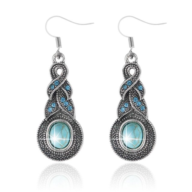 Maoww Femmes Rétro Gourde Forme Boucles d'Oreilles Unique Bleu Goutte Boucles d'Oreilles