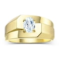 thumbnail image 1 of RYLOS Men's Rings 14K Yellow Gold Ring Classic Solitaire 7X5MM Oval Shape Gemstone Designer Band Aquamarine March Birthstone Rings For Men Size 10, 1 of 7