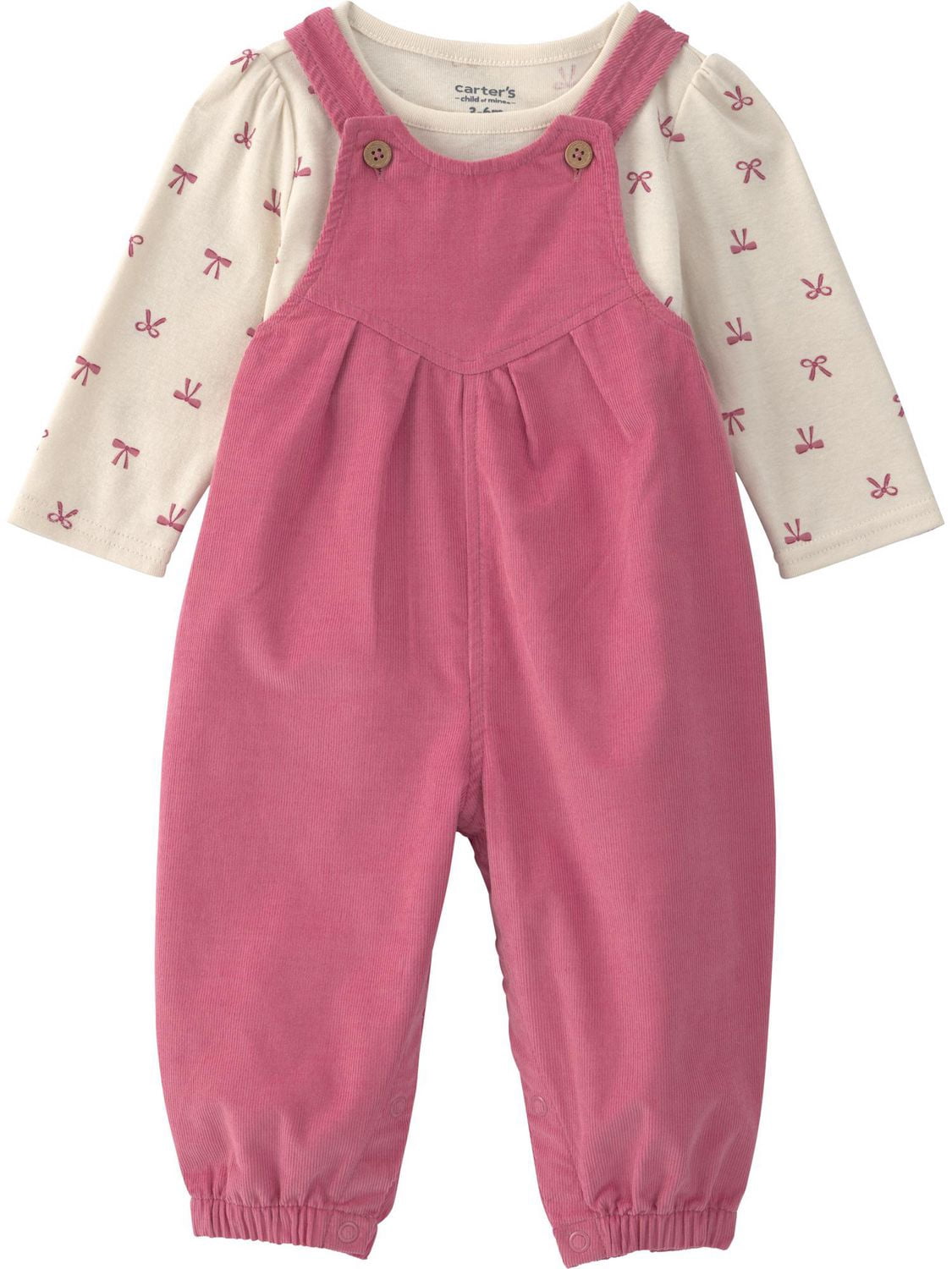 Carter's Child of Mine Baby Girl 2-Piece Heart Overall and Top Set