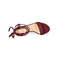 thumbnail image 4 of BLISSFUL STEP Women's Sandals Solid Summer Block Heels Lace up Sandals Burgundy 8, 4 of 8