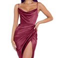 thumbnail image 3 of Uppada Robe à Col Rond pour Femmes, Couleur Unie, Robes d'Invitée de Mariage, Ceinture, Cocktail, Fête, Tenue de Travail, Coupe Ajustée, Robe Crayon, Robes Midi Décontractées, Liquidation en Liquidation, 3 of 8