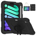 thumbnail image 1 of Étui pour iPad Mini 7 A17 Pro 2024/Mini 6 2021 8,3 Pouces 7e/6e Gén. avec Support Papillon, Étui de Protection Robuste et Résistante avec Porte-Crayon et Bandoulière pour Enfants Filles, Noir, 1 of 7