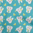 thumbnail image 1 of oneOone Cotton Silk Turquoise Blue Fabric Asian Kawaii Rabbit Sewing Material Print Fabric By The Yard 42 Inch Wide, 1 of 4