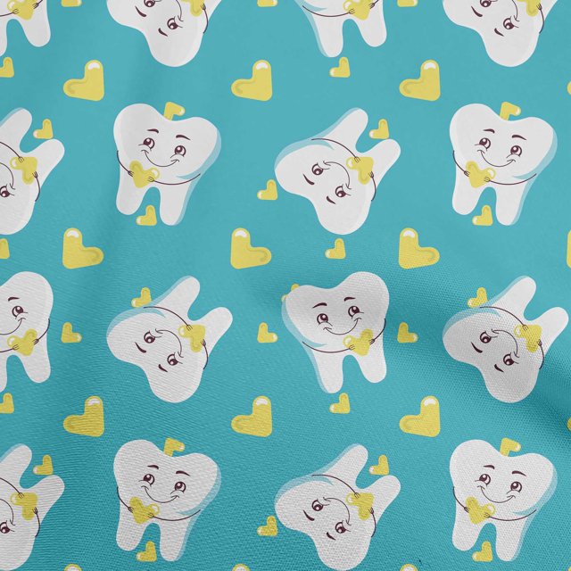 oneOone Cotton Silk Turquoise Blue Fabric Asian Kawaii Rabbit Sewing Material Print Fabric By The Yard 42 Inch Wide