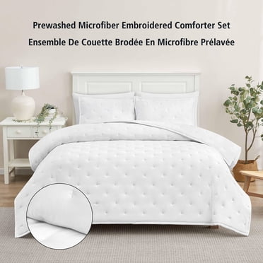 Ensemble de couette Mainstays format Queen, doux, léger et toutes saisons, 3 pièces, blanc