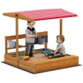 thumbnail image 1 of Outsunny Bac à Sable pour Enfants avec Couvercle, Bac à Sable en Bois pour l'Extérieur, Rouge, 1 of 9