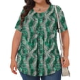 thumbnail image 4 of DDAPJ pyju Hauts Boho pour Femmes Grande Taille T-Shirts Graphiques Floraux Col Rond Manches Courtes Blouse d'Été Décontractée Tunique Coupe Ample Cache-Ventre Chemise Ventes du Jour Vert TG, 4 of 9