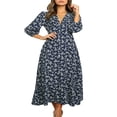 thumbnail image 1 of Women Maxi Dress Button Down Floral Print V Neck Dress, 1 of 5