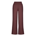thumbnail image 3 of Penkiiy Pantalon Grand Décontracté Taille Haute Extensible pour Femme, Bourgogne, TG, 3 of 6