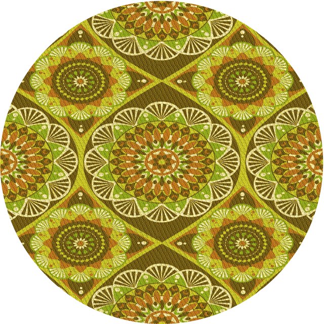 Ahgly Tapis Rond Lavable en Machine Intérieur Transitionnel Brun Doré Jaune, 3 Pieds Rond