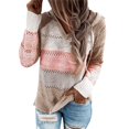 thumbnail image 1 of Women Casual Sweater Rib Knitted Long Sleeve Loose Fitting Pullover Hooded Drawstring Sweater, 1 of 6