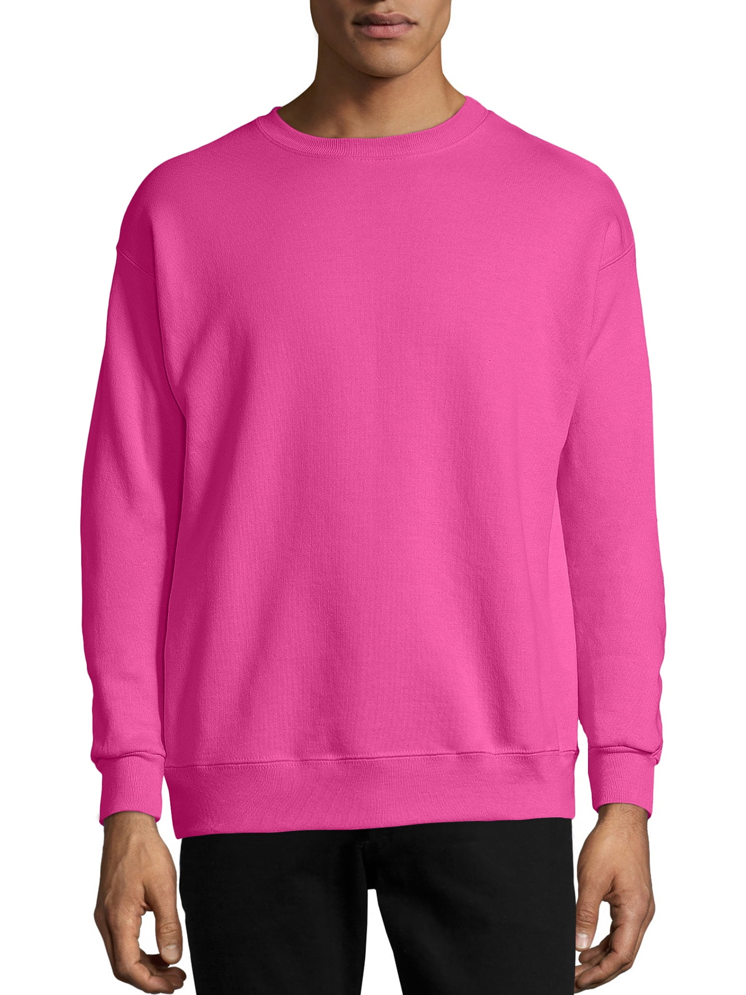 Hanes Mens ComfortBlend EcoSmart Crew Sweatshirt - Best-Seller, S, Wow Pink