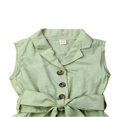 thumbnail image 4 of Baby Girl Sleeveless Romper Button Shorts with Belt Jumpsuit, 4 of 5