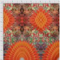 thumbnail image 2 of Soimoi Silk Fabric Floral & Feather Panel Printed Fabric 1 Yard 42 Inch Wide, 2 of 3