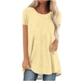thumbnail image 1 of Timegard Hauts pour Femmes Col Rond Manches Courtes Tuniques pour Porter avec des Leggings Mi-Longs T-Shirts Confortables Été, 1 of 5