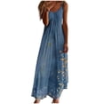 thumbnail image 2 of Ovzne Robes pour Femmes Robe pour Femme Robes d'Été pour Femmes Imprimé Sans Manches Col Rond Robe Décontractée Longues Robes Grande Taille Maxi Robe Imprimée Liquidation, 2 of 5