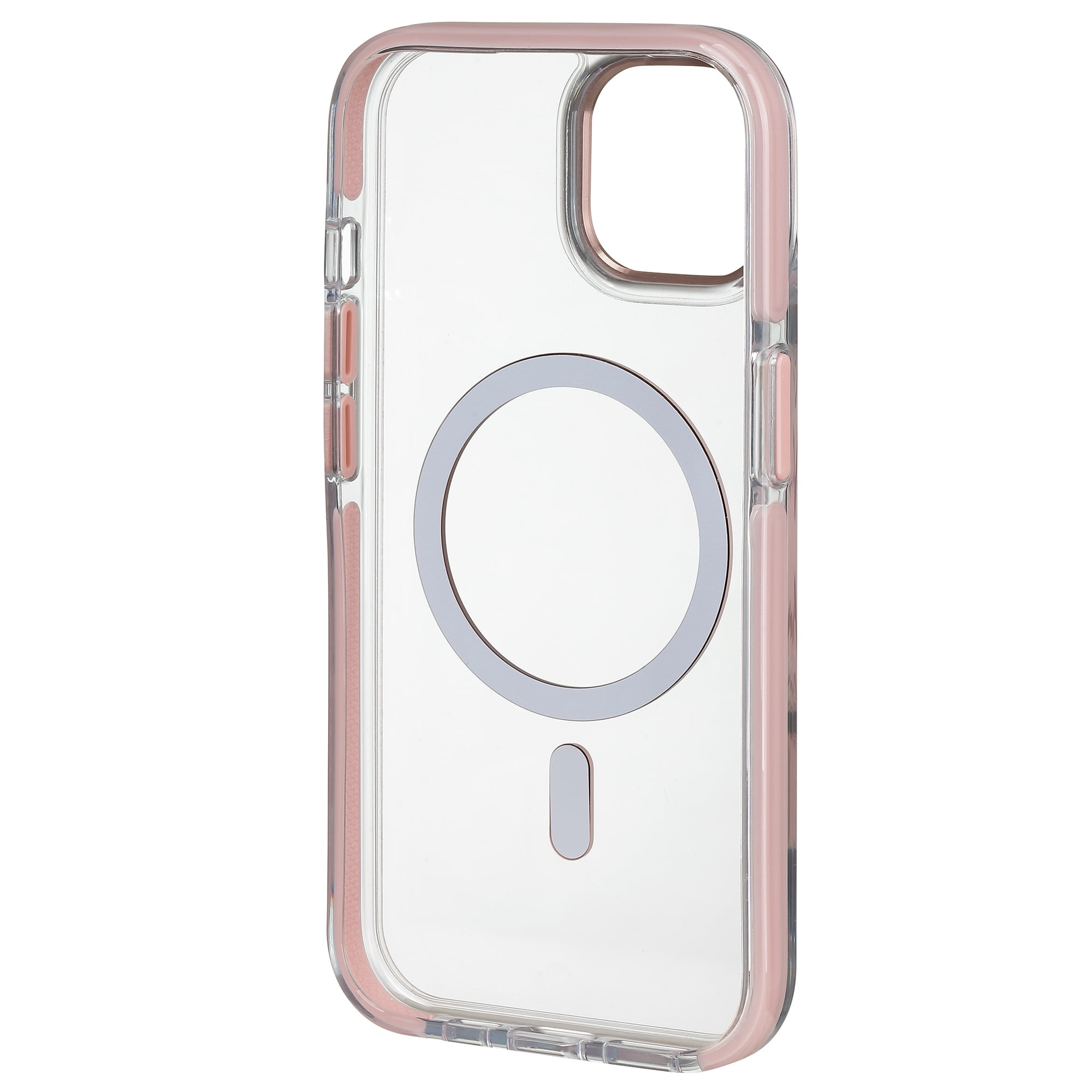 Coque souple de protection compatible MagSafe onn pour Apple iPhone 16e/15/14/13, transparente et rose