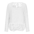 thumbnail image 4 of Timegard Womens Tops Lace Square Neck Long Sleeve Solid Color Blouse Fall Dressy Casual Tunic Tops, 4 of 6