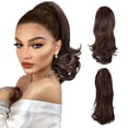 thumbnail image 2 of 40cm Brown Curly Wavy Ponytail Extension - Clip-In Hairpiece for Women, 2 of 6