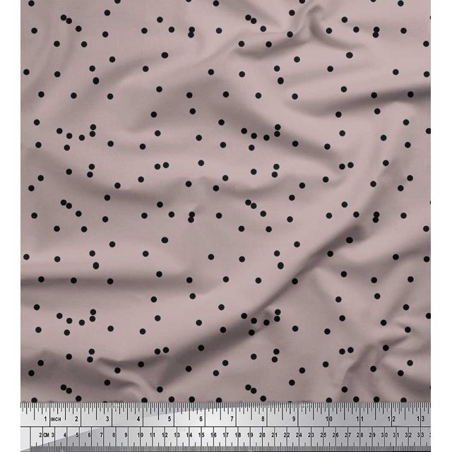 Soimoi Black Poly Georgette Fabric Polka Dots Decor Fabric Printed Yard 52 Inch Wide