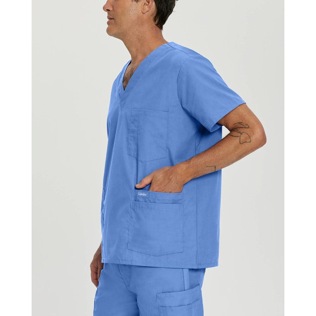 Landau Essentials Haut de Sarrau à 5 Poches pour Hommes : Coupe Classique et Décontractée, Col en V Durable Médical 7489