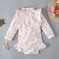 thumbnail image 4 of DecSea Baby Girls Cute One Piece Swimsuit UPF 50+ Floral Print Long Sleeve Ruffled Swimwear Bathing Suit, 4 of 9