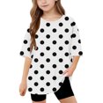 thumbnail image 1 of T-Shirts à Manches Courtes à Col Rond pour Filles Haut Tee Enfants Coton Rayé Imprimé T-Shirt Ample Noir 6-7 Ans, 1 of 8