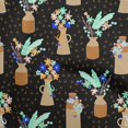 thumbnail image 1 of oneOone Polyester Spandex Black Fabric Floral Vase With Geometrical Craft Projects Decor Fabric Printed By The Yard 56 Inch Wide, 1 of 4