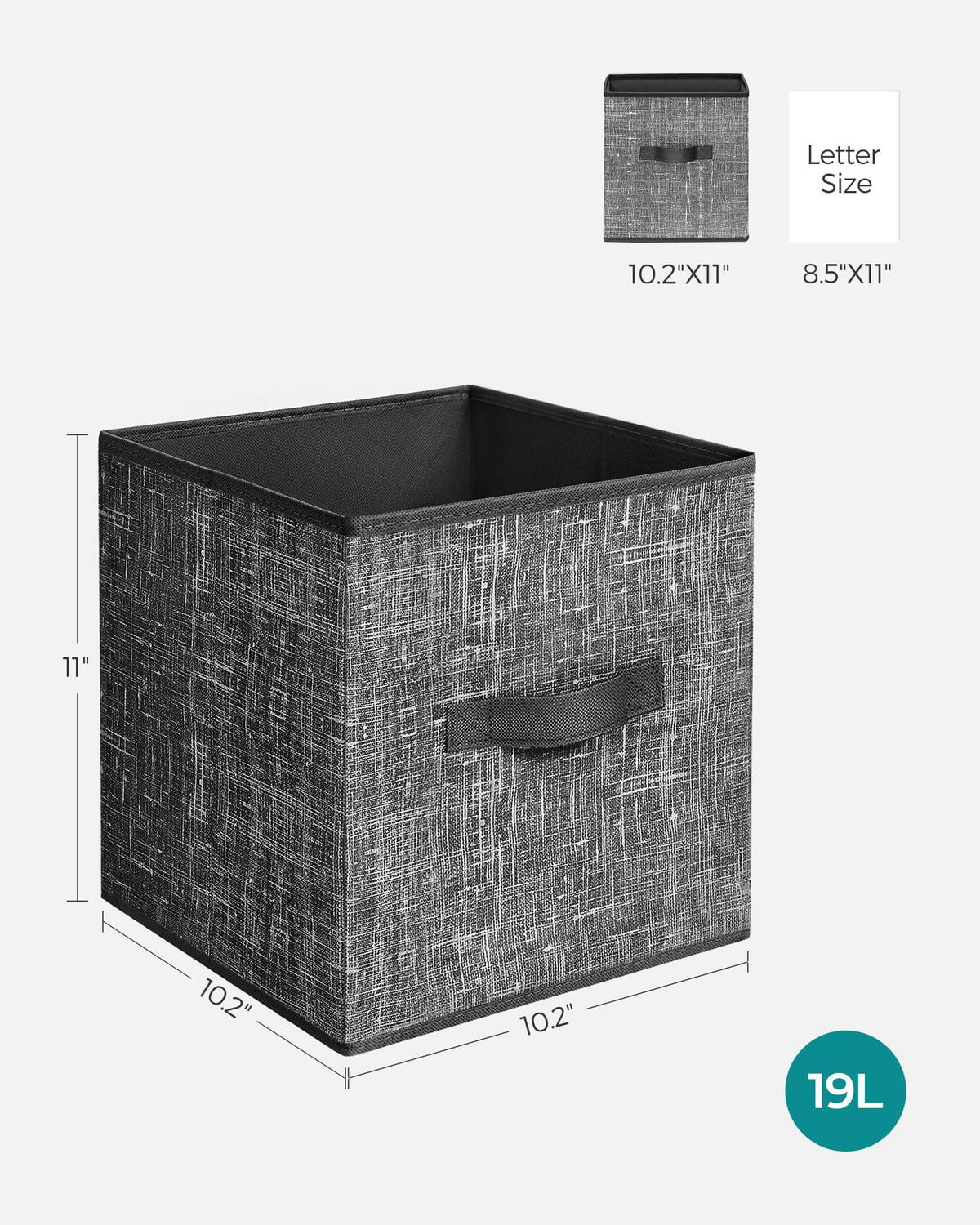Songmics Home - Lot de 6 cubes de rangement de 11" - Bacs de rangement pliables en tissu avec poignées, noir classique