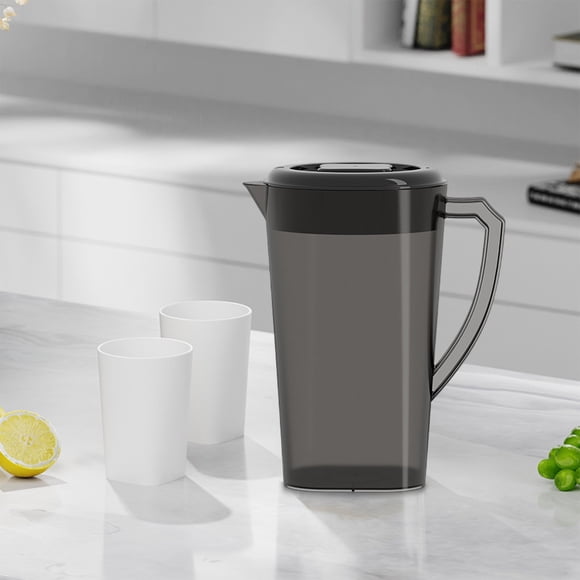 Czzoypi Clear Plastic Pitcher with Lid, Large Capacity Iced Tea Lemonade Pitcher, Beverage Dispenser with Spout Filter for Cold Drinks Milk Water Home Kitchen Party, Black