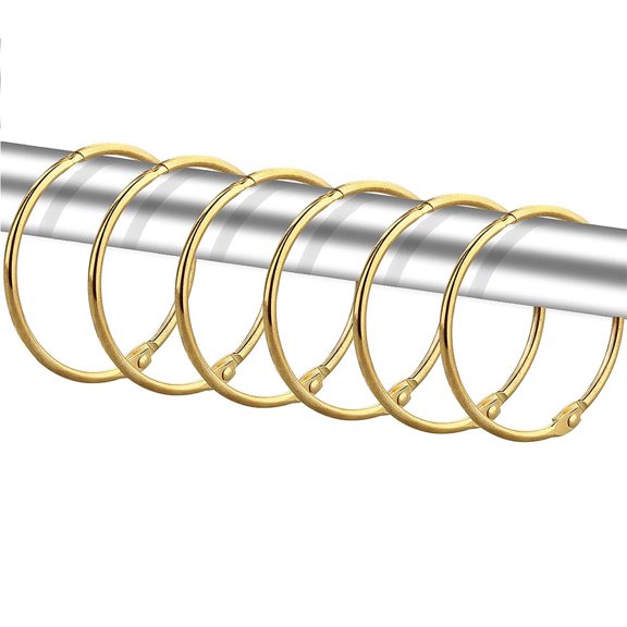 Dznils Rustproof Round Metal Shower Curtain Hooks Rings, Gold, Set of 24