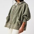 thumbnail image 2 of Vestes à Capuche Amples pour Femmes Couleur Unie Manches Longues Automne, 2 of 5