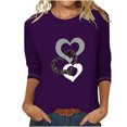 thumbnail image 1 of Aqestyerly T-shirt Blouse à Manches 3/4 Imprimé pour Femmes, Col Rond Décontracté Mode Ample pour Femmes, 1 of 7