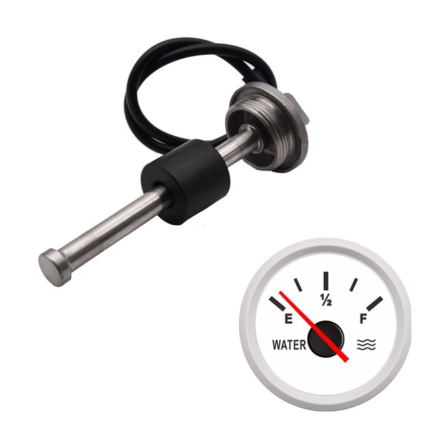 0-190Ohm 52MM Water Level Gauge Red Backlight Water Tank Level Indicator Meter With Fuel Level Sensor 200MM 250MM 300MM 400MM ,Easy to Install