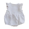 thumbnail image 1 of PMVFHDE Combinaisons et Barboteuses pour Filles, Barboteuse d'Été Sans Manches à Volants pour Bébé, Col Rond, Combinaison Mignonne en Coton Doux et Lin pour Tout-Petits, Justaucorps pour Filles&One-Pieces Beige,3-6 Mois, 1 of 3
