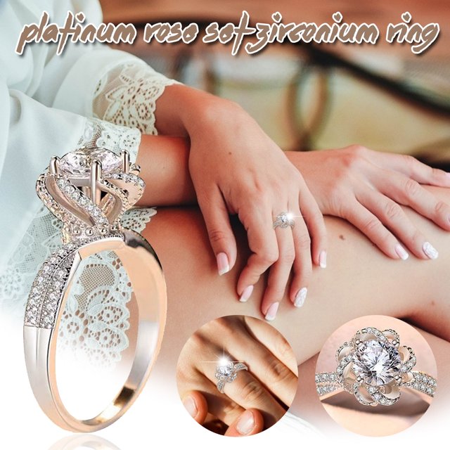 TopLLC Rings Ladies Fashion Rose Flower Diamond Style Opening Adjusted Ladies ring