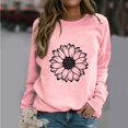 thumbnail image 2 of Rbaofujie Chandails d'Automne Femmes Mode Décontractée Imprimé Col Rond Ample Manches Longues T-shirt Hauts Blouse Rose Chandails à Capuche et Chandails pour Femmes, 2 of 4