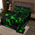 thumbnail image 1 of YST Green Black Pastel Bedspread Set, Geometric Neon Square Coverlet Set King For Bedroom, Stereoscopic Geometry Grid Quilt Set Modern Abstract Bedding Set, 2 Pillow Cases, 1 of 3