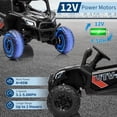 thumbnail image 4 of Ourlova 12V Kids Ride-On UTV Truck with Remote Control, 4WD/2WD Switchable, 4 Spring Suspension, EVA Tires, Safety Belt, Double Open Doors - Black, 4 of 7