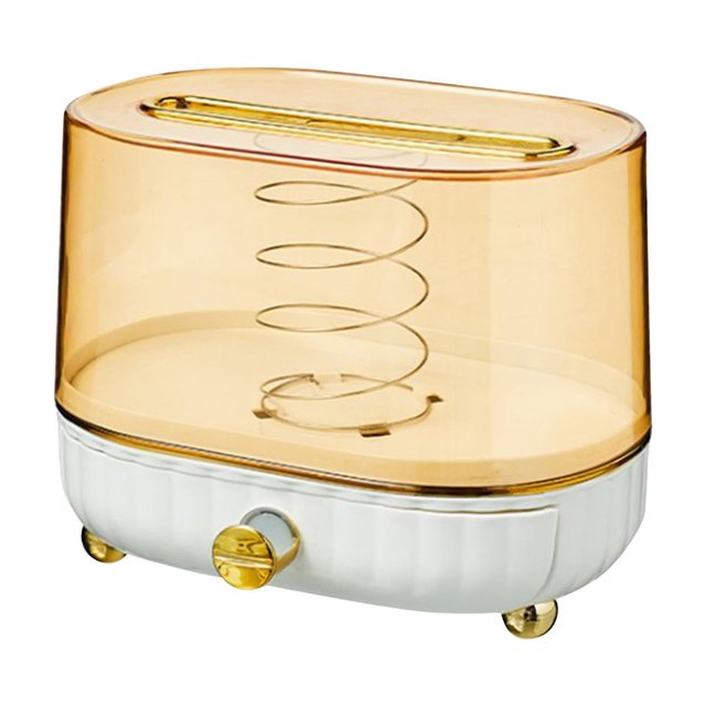 DOLITY Boîte de Rangement pour Mouchoirs de Bureau Support de Serviettes Transparent avec Support de Téléphone pour Doré