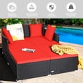 thumbnail image 4 of Gymax Rattan Patio Daybed Loveseat Sofa Yard Outdoor w/ Red Cushions Pillows, 4 of 10