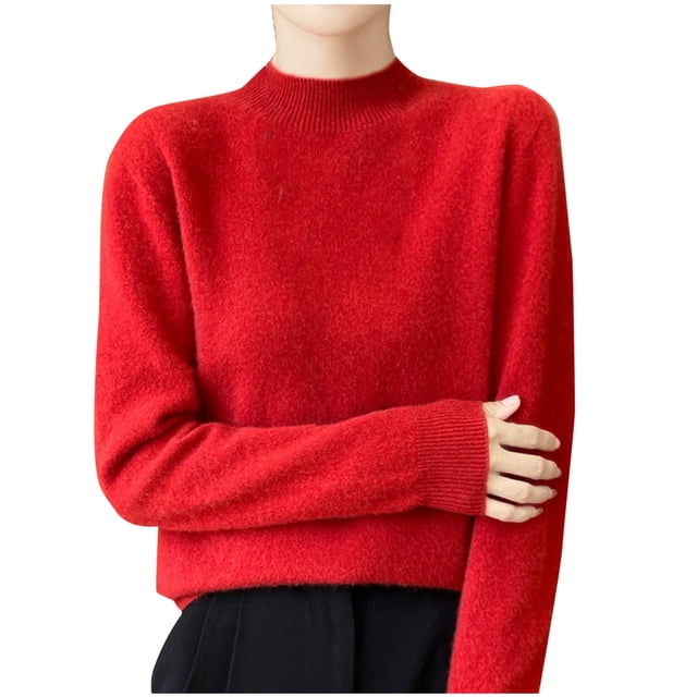 Cameland Tricot Mode Femme Décontracté Col Semi-Haut Couleur Unie Base Ample
